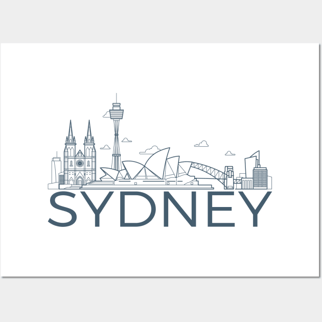 Sydney City Skyline Wall Art by Mandra